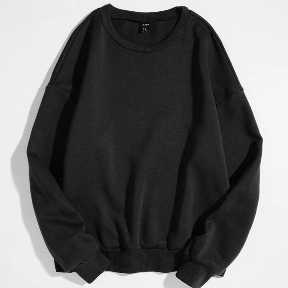 NEW| SHEIN Women’s Plus Size Drop Shoulder Black Long Sleeve Sweatshirt